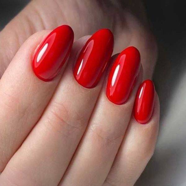 Bold Red Almond Nails