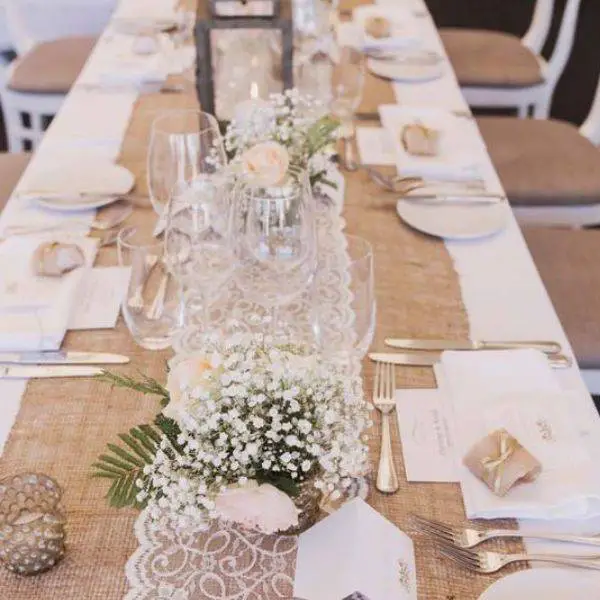 Burlap and Lace Table Runners