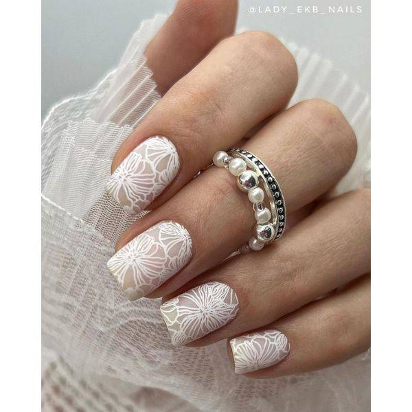 White Lace Nails
