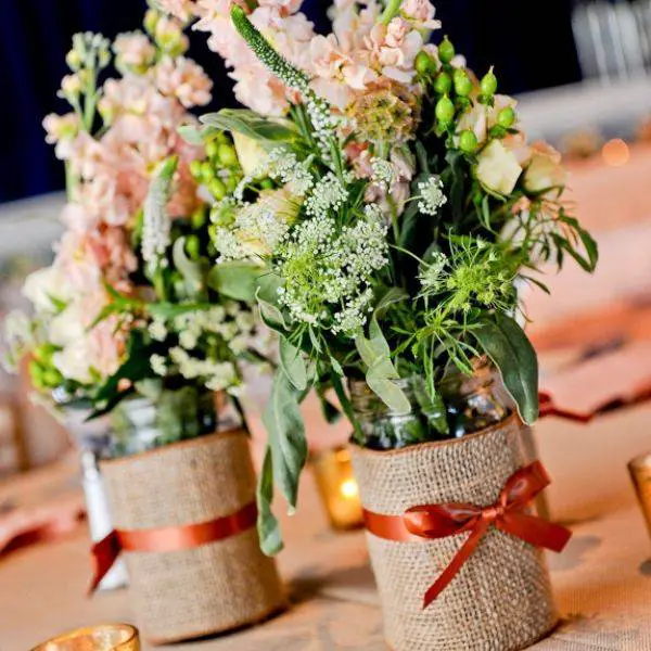  Burlap-Wrapped Mason Jars