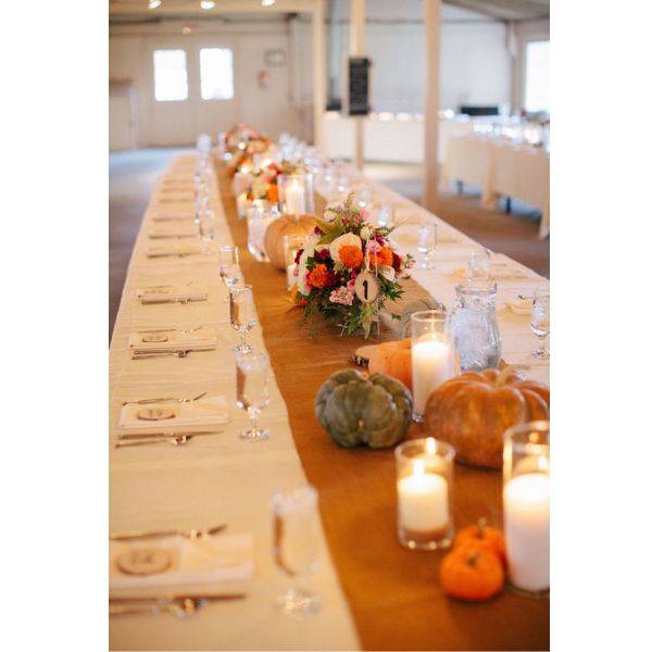  Pumpkin and Burlap Table Runners