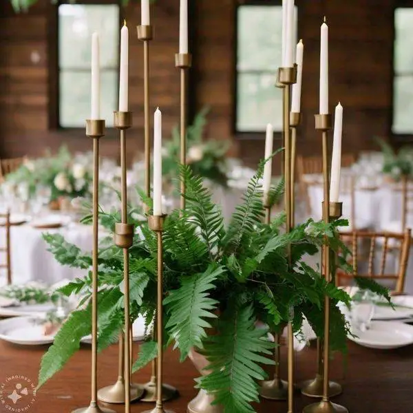 Tall Candleholders with Ferns