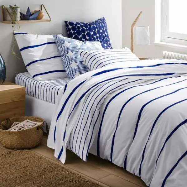 Blue and White Striped Bedding