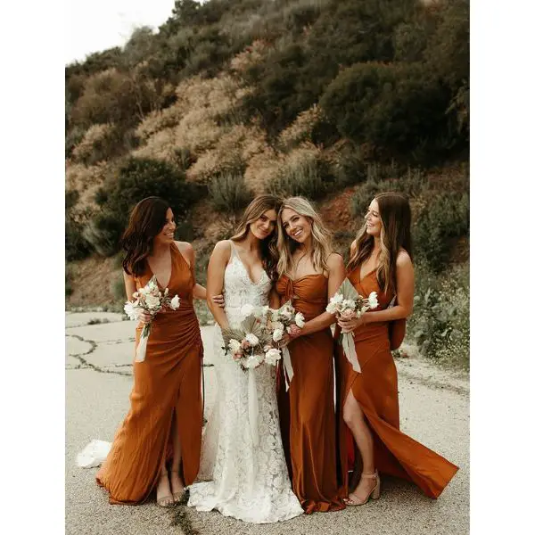 Rust-Colored Bridesmaid Dresses