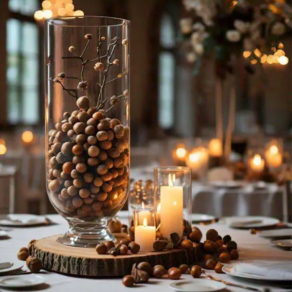 Acorn-Filled Vases