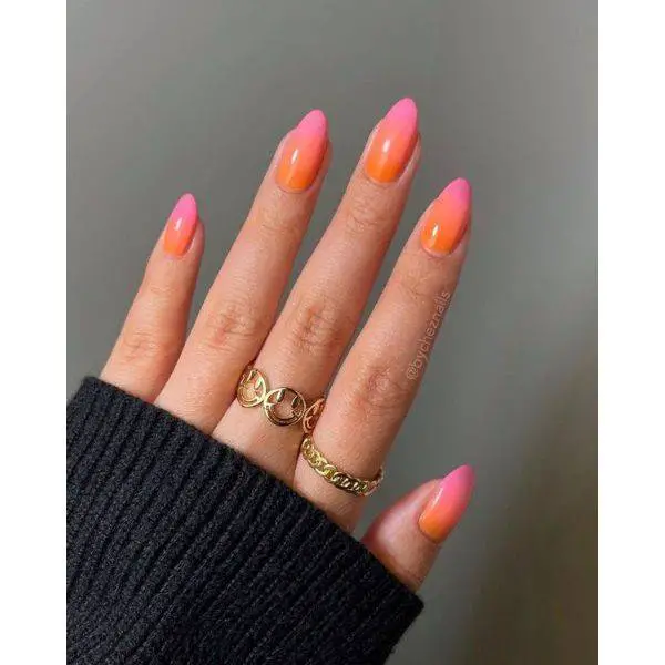  Almond Nails with Sunset Ombre