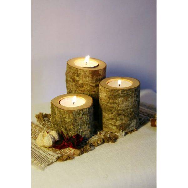 Log Candle Holders