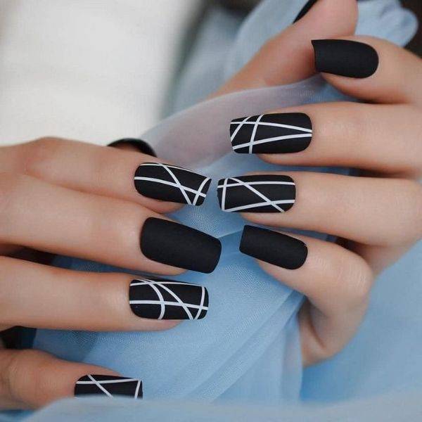 Black with Geometric Patterns