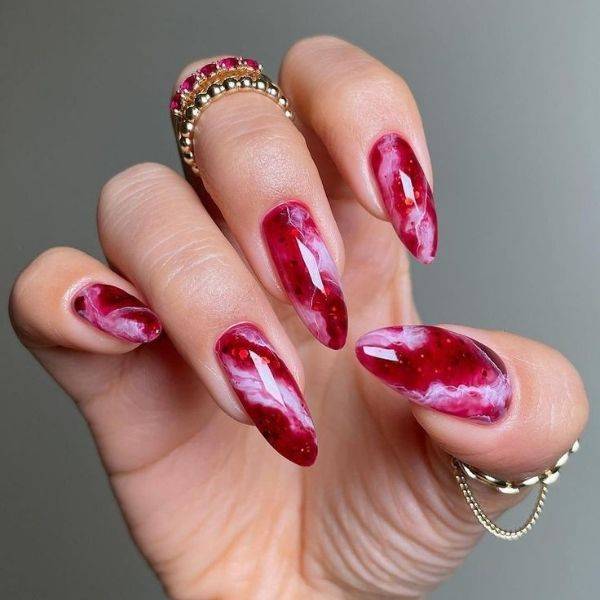 Red Marble Nails