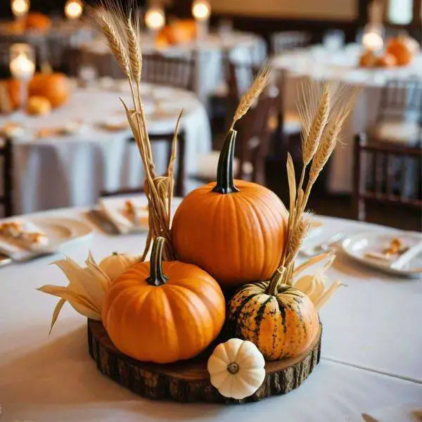 Wooden Dough Bowls with Fall Foliage