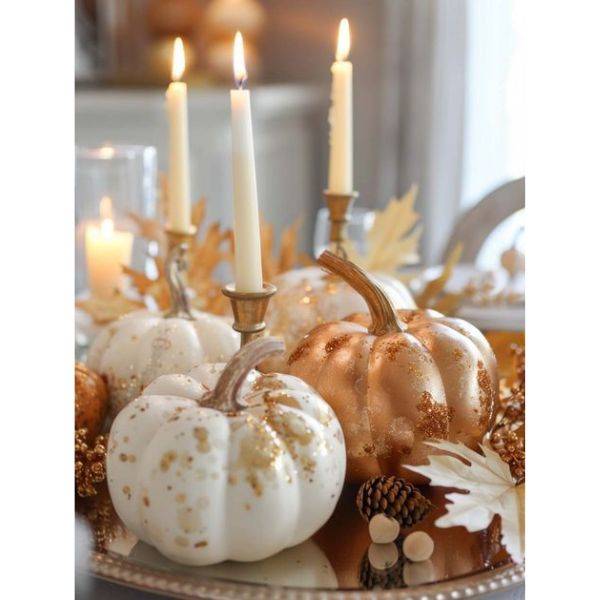 Glitter Pumpkins with Candlelight