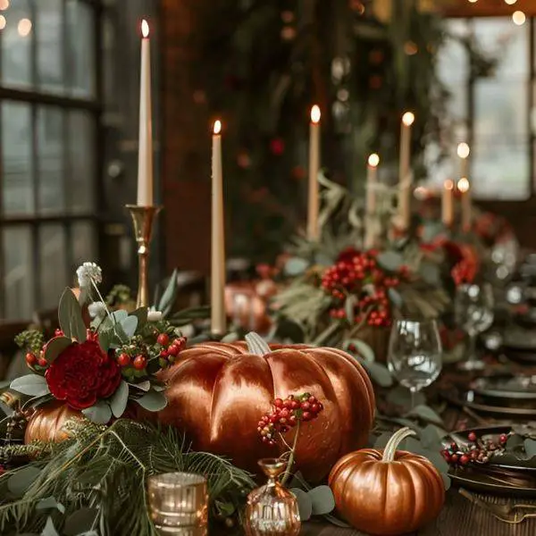 Velvet Pumpkins with Candles