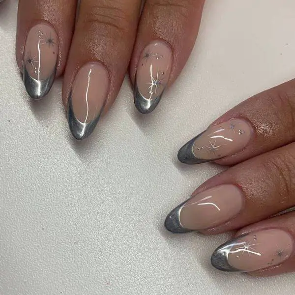  Pink and Silver French Tips