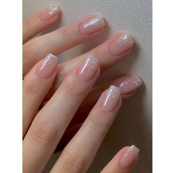 Glitter Ombre Square Nails