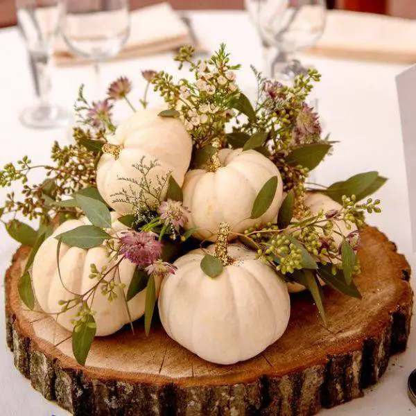 White Pumpkins with Eucalyptus