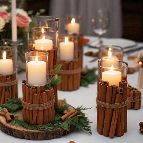 Cinnamon Stick Candle Holders