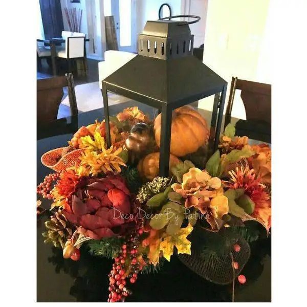 Vintage Pumpkin and Lantern Centerpieces