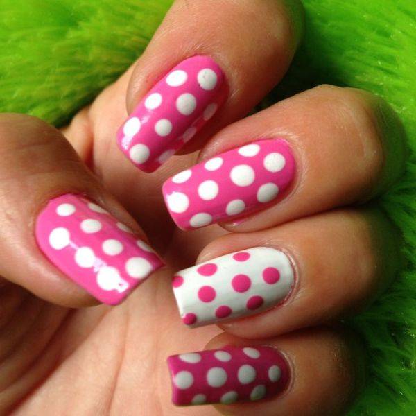 Hot Pink with White Polka Dots