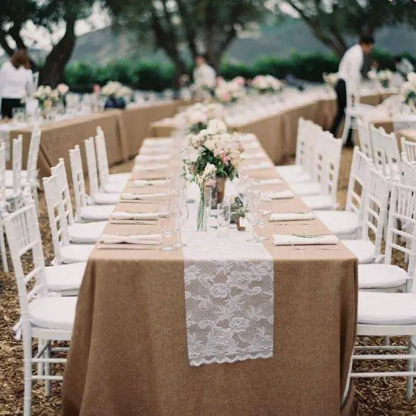 Burlap and Lace Tablecloths