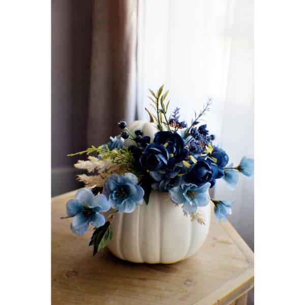 Pumpkins with Fresh Flowers