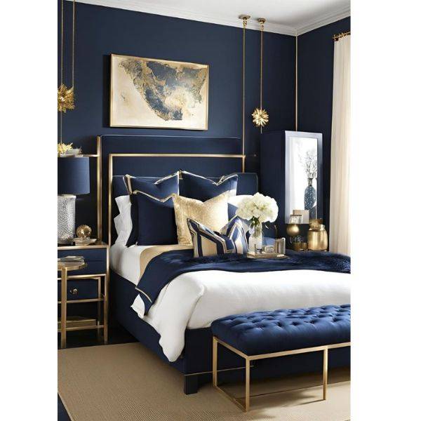 . Blue and Gold Accents