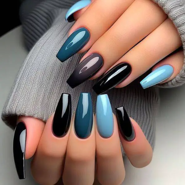  Blue Ombre Coffin Nails