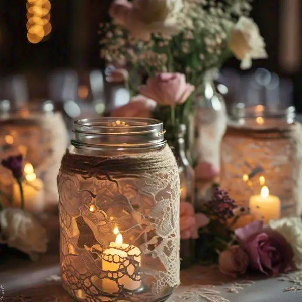 Lace-Covered Jars