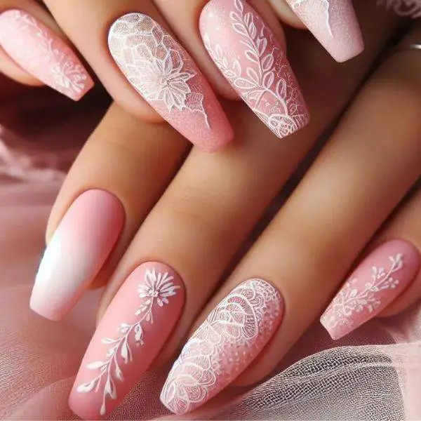  Soft Pink with Lace Design