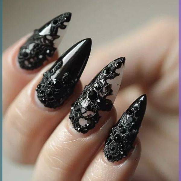  Black with Lace Detailing