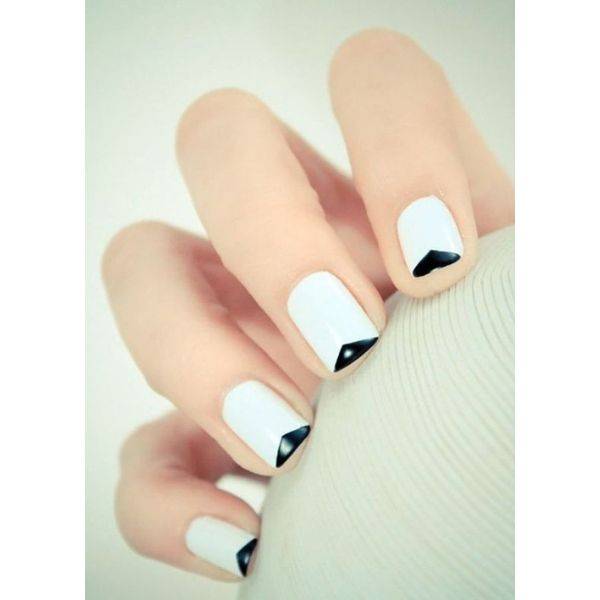 White French Manicure with Black Tips
