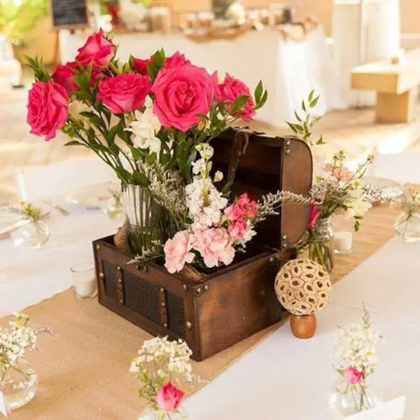 Vintage Trunks with Flower Arrangements