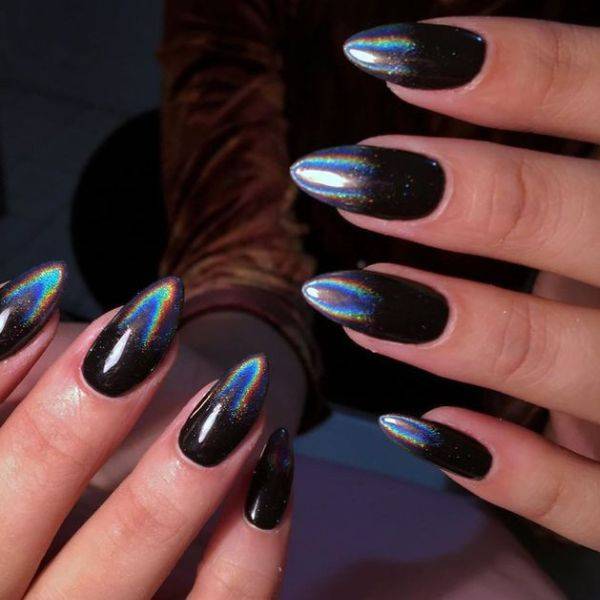  Black with Holographic Designs