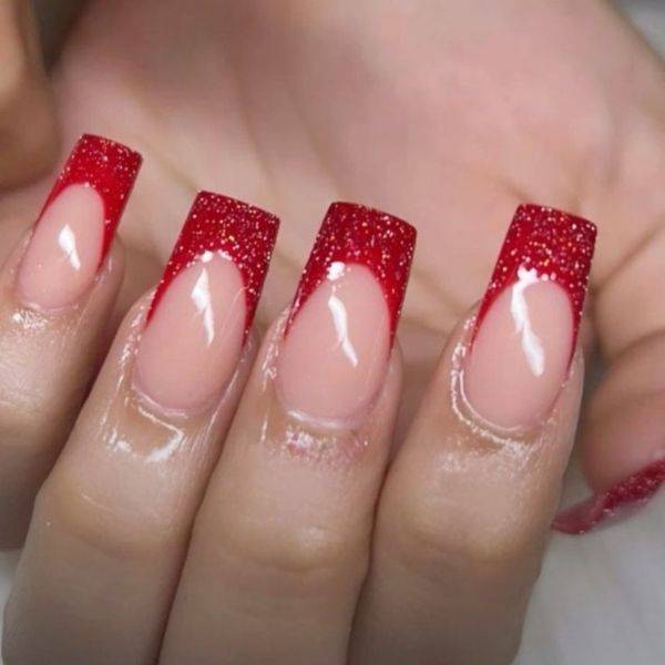 Red Glitter Tips