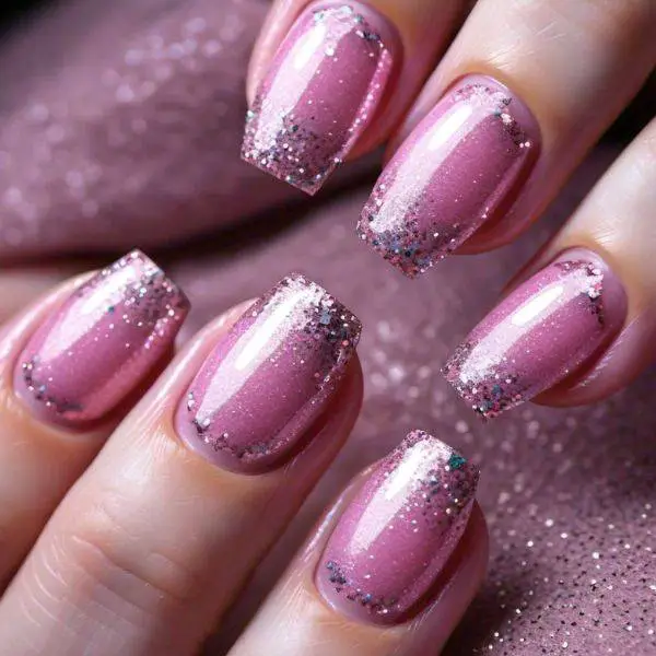  Pink and Glitter Tips