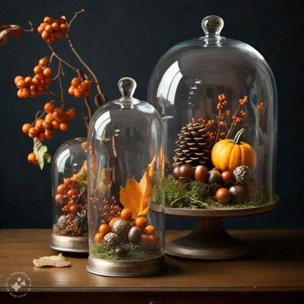 Glass Cloches with Autumn Elements