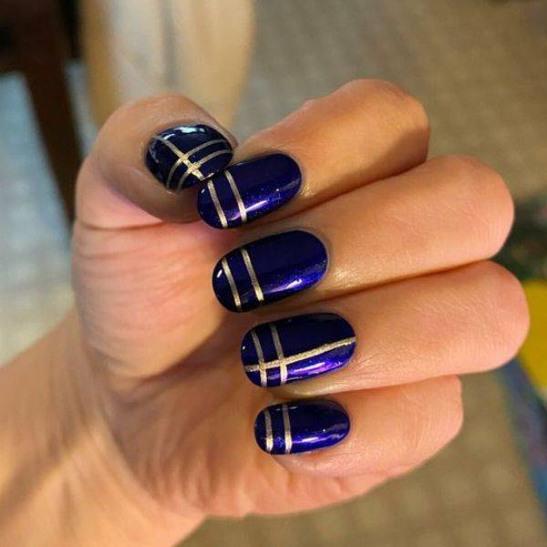 . Dark Blue with Silver Lines