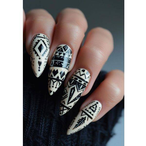 White and Black Tribal Design
