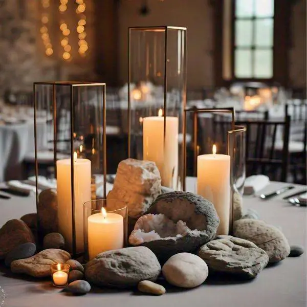 Stone and Candle Arrangements