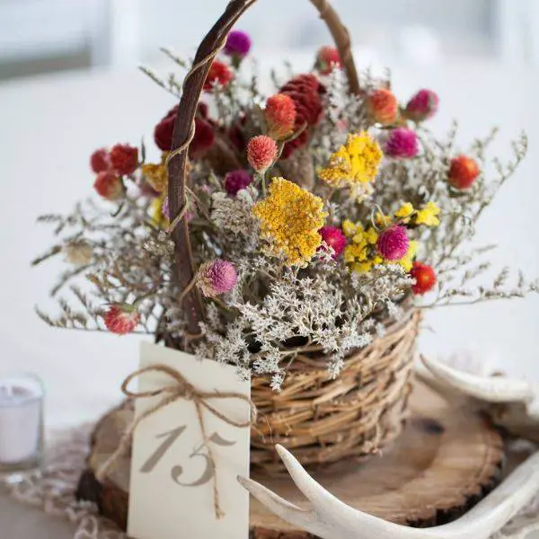 Wicker Baskets with Dried Flowers