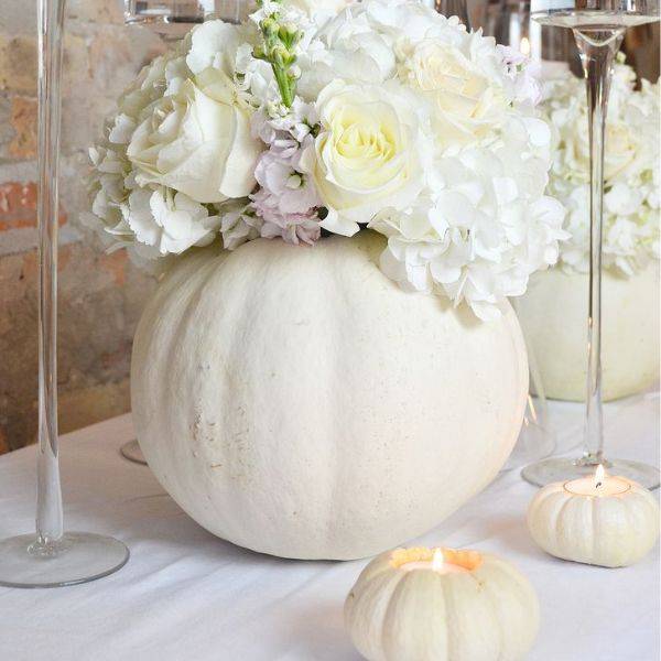  White Pumpkins with Candles