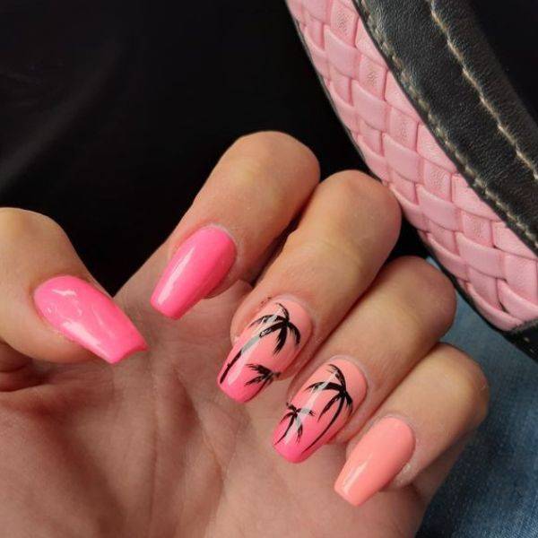 Coral Pink with Palm Trees