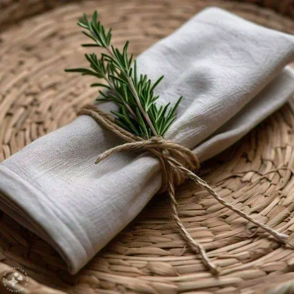 Linen Napkins with Twine and Herbs