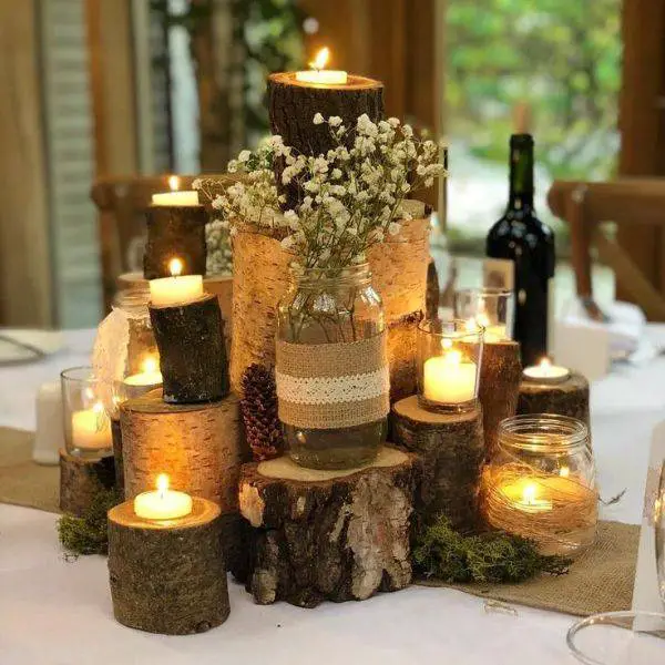 Wooden Log Candles