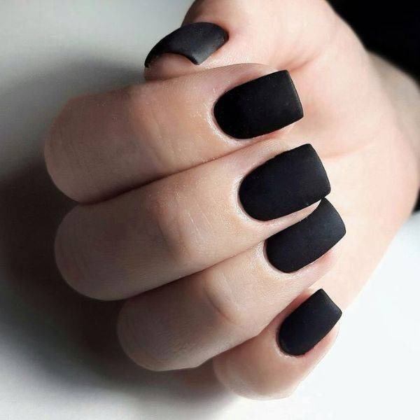 Matte Black Square Nails