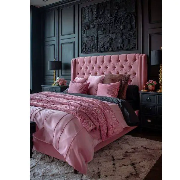 . Pink Velvet Headboard