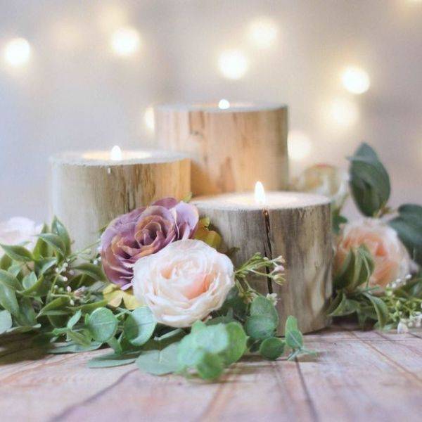 Birch Wood Candle Holders