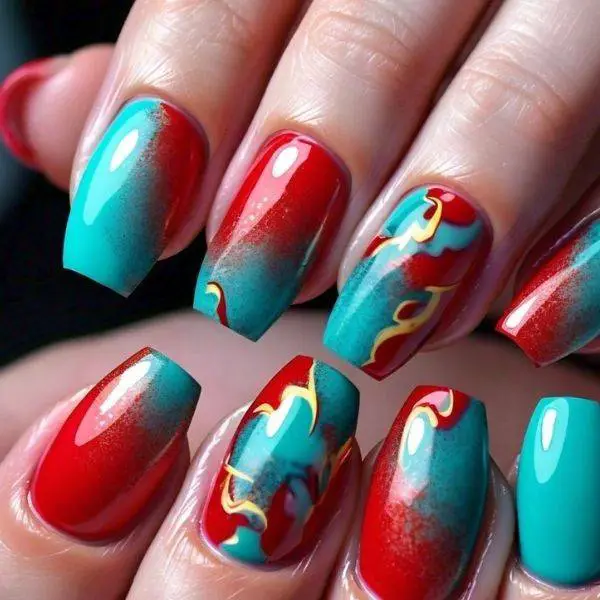  Red and Turquoise Mix