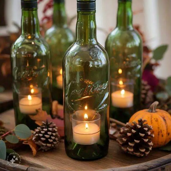 Taper Candles in Wine Bottles