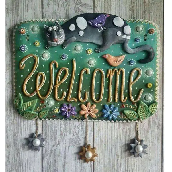 Clay Welcome Sign