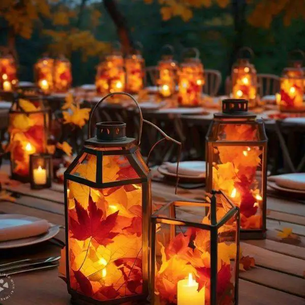 Lanterns with Autumn Leaves